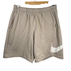 Nike Sportswear Club Fleece Shorts Mens Large Khaki Big Swoosh Athletic BV2721